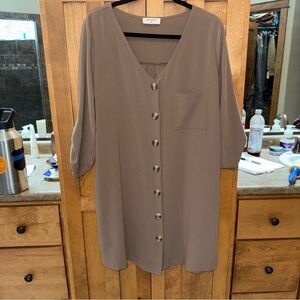 Elegant Brown Button-Down Women's dress
